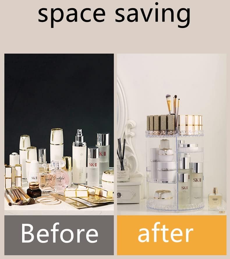 360° Rotating Crystal Makeup Organizer
