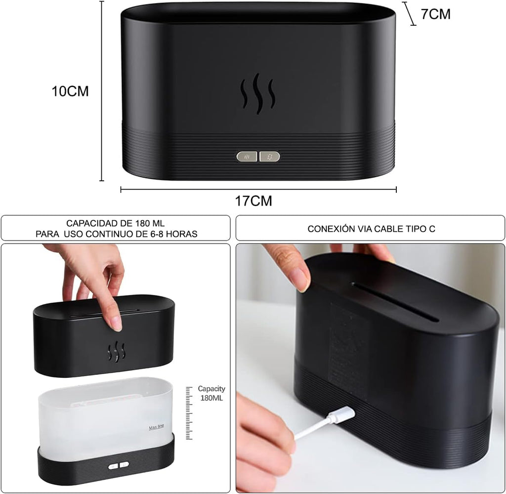 Electronic Water Diffuser with Flame Light