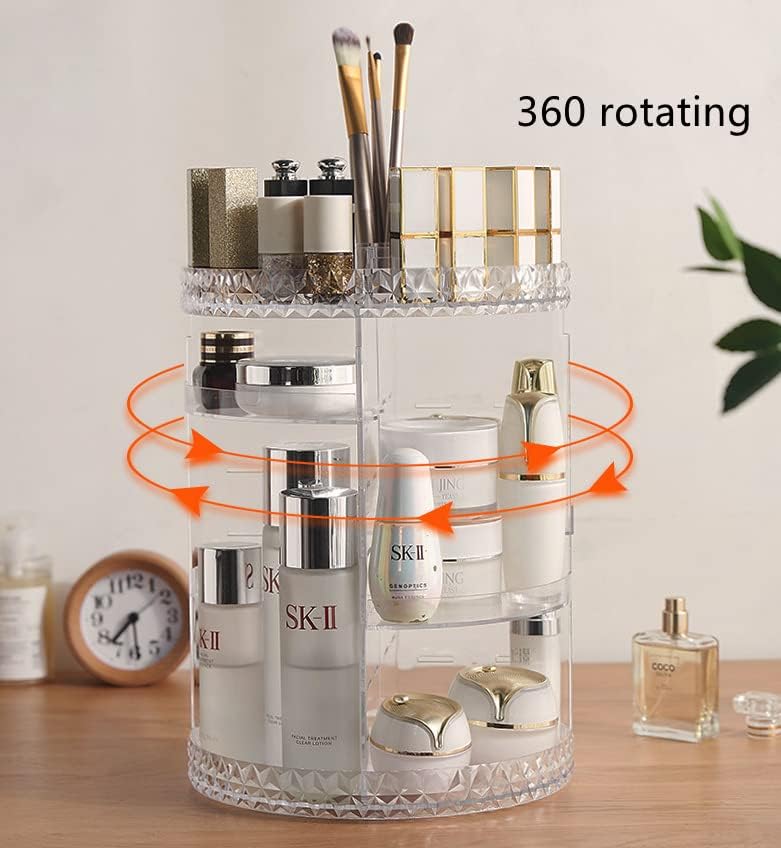360° Rotating Crystal Makeup Organizer