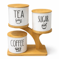 Tea Coffee Sugar White Porcelain Jars Set 3-Pieces