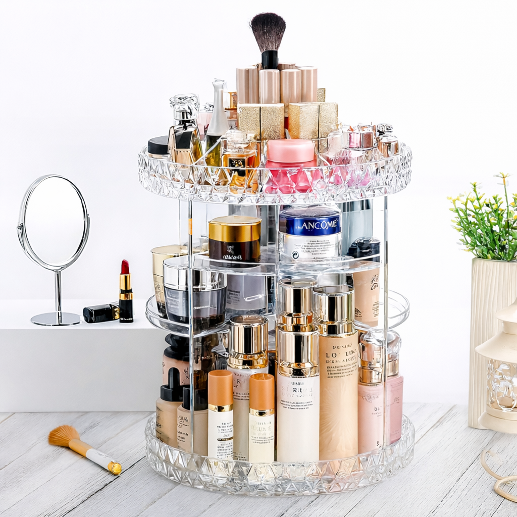 منظم مكياج كريستالي دوار 360 درجة