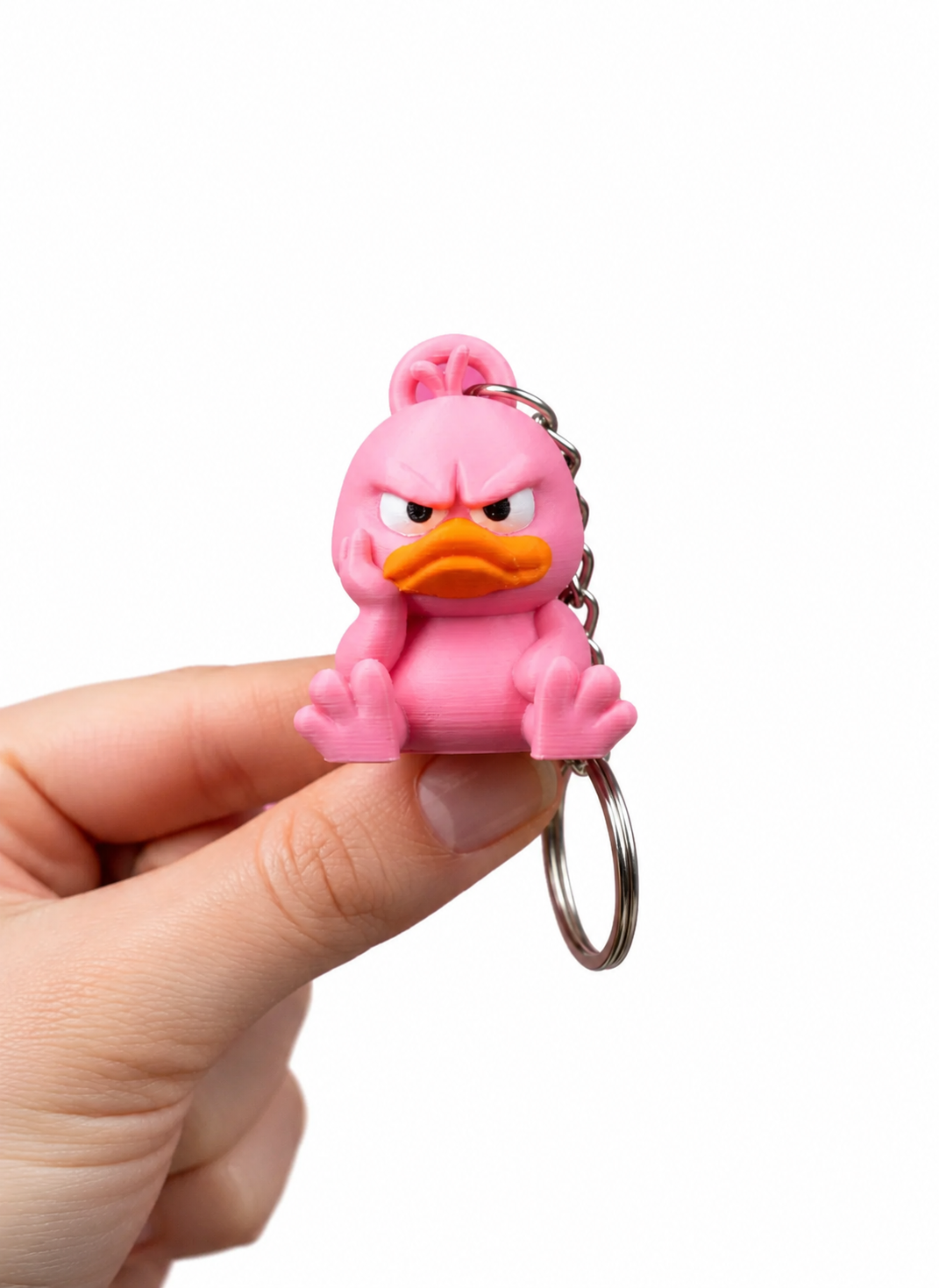 Pink Angry Duck Keychain