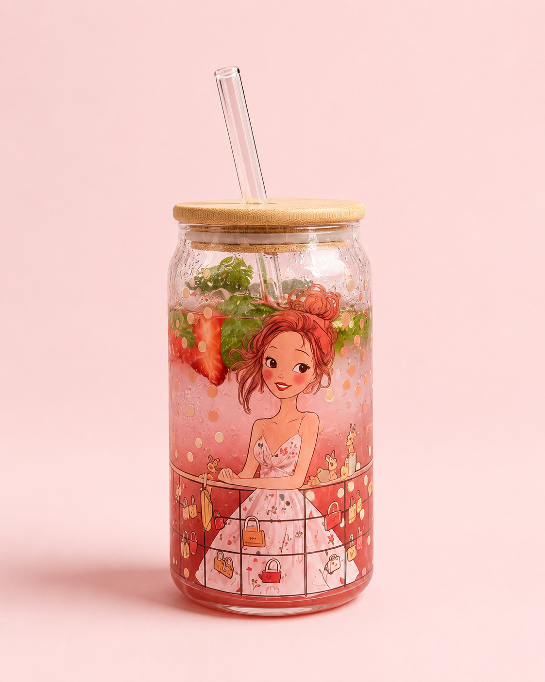 Cute Girl Glass Ice Coffee Cup