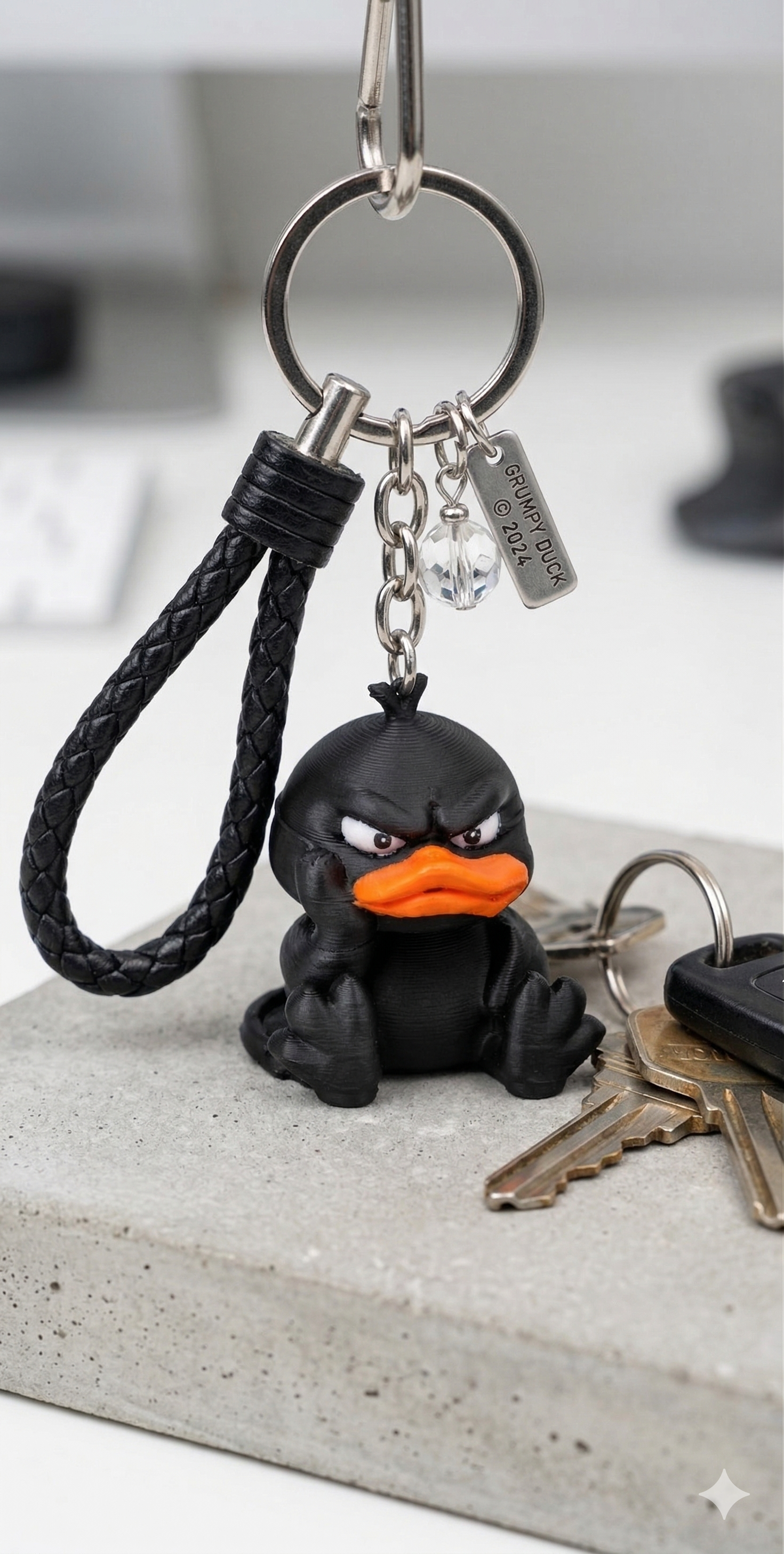 Black Angry Duck Keychain