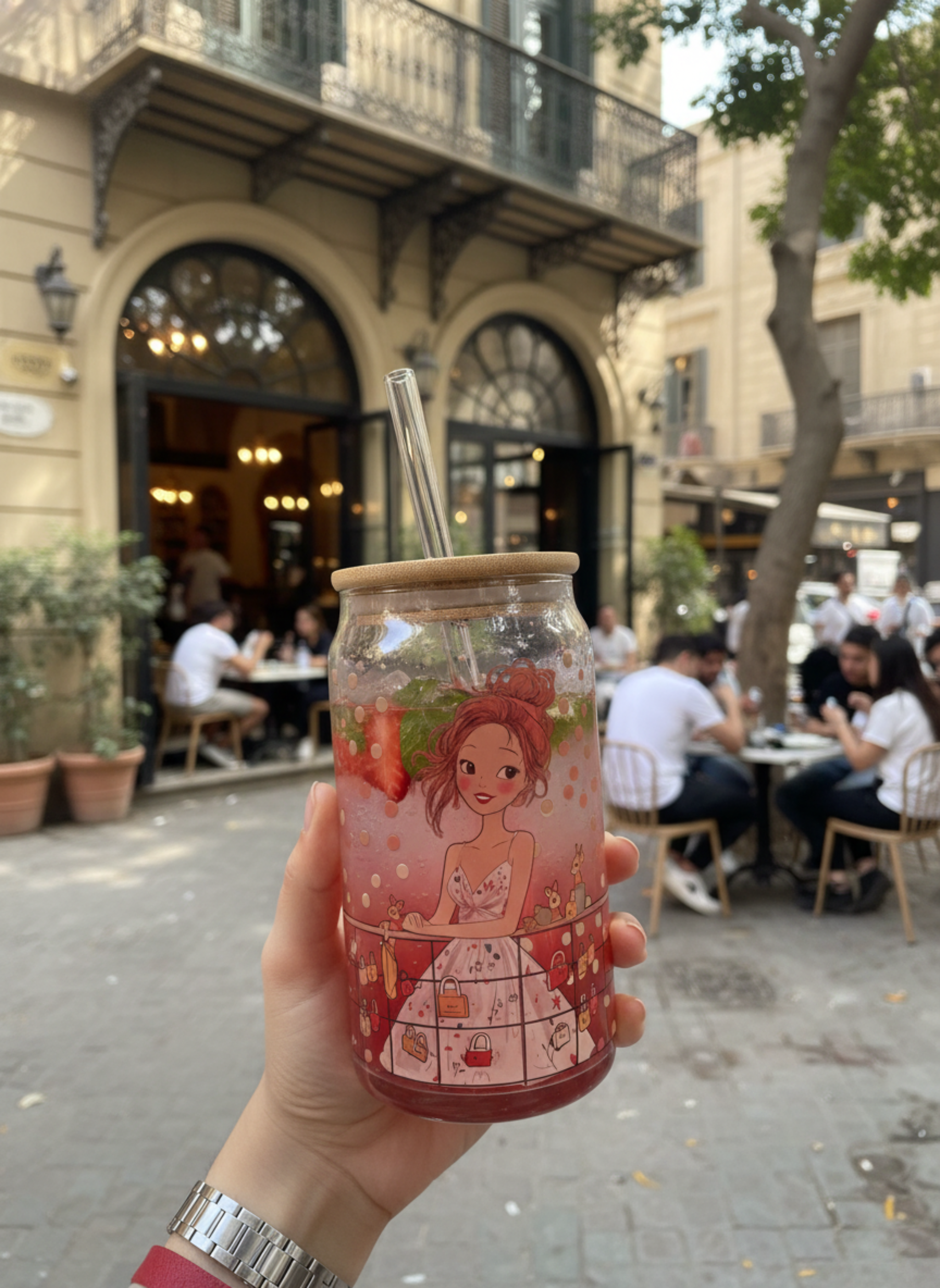 Cute Girl Glass Ice Coffee Cup