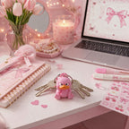 Pink Angry Duck Keychain