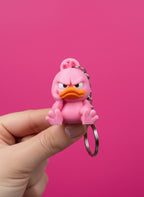 Pink Angry Duck Keychain