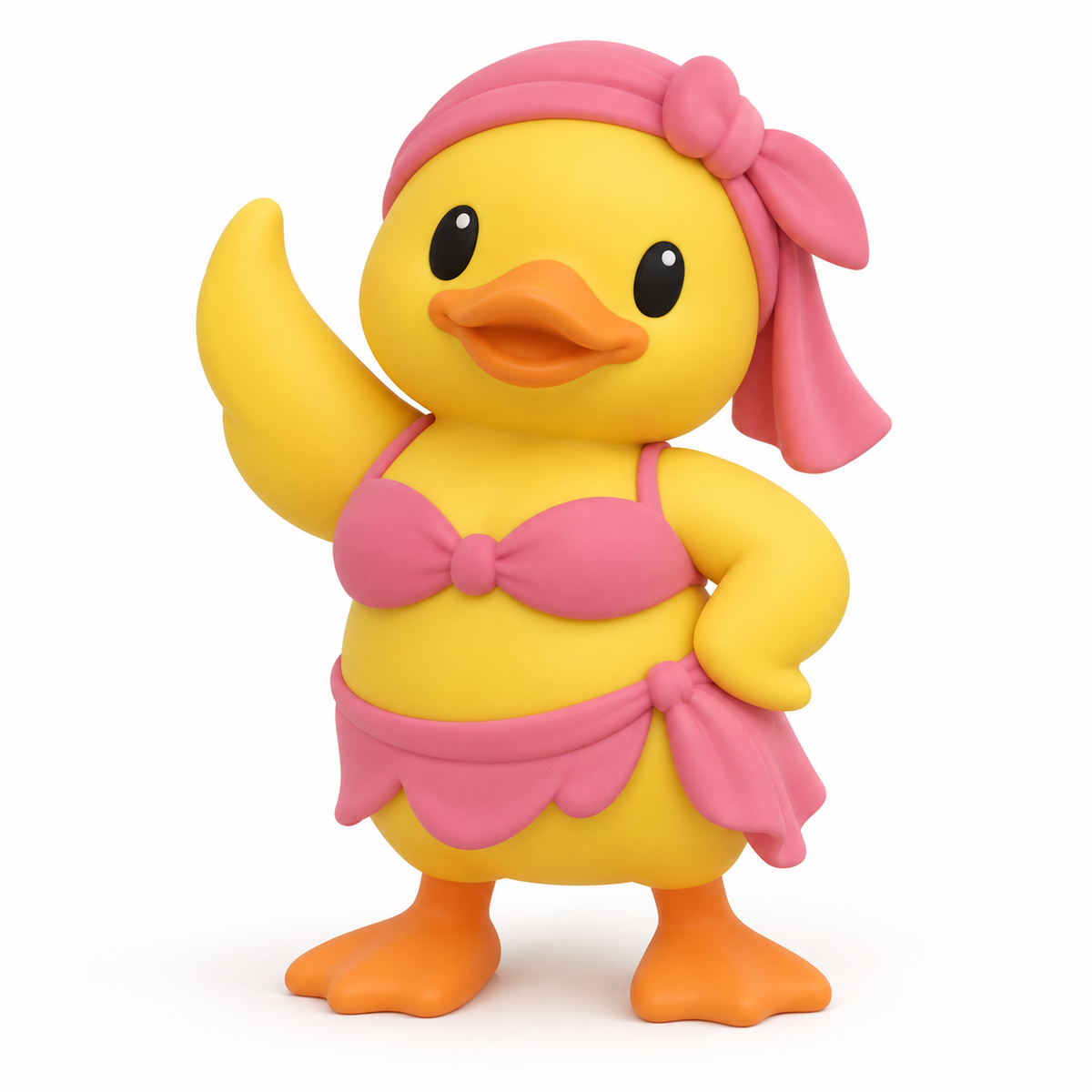 Ballerina Duck toy wearing a pink ballerina outfit and bow