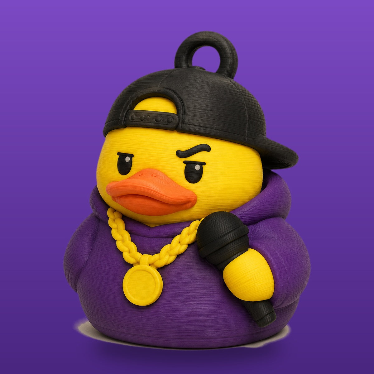 Rap Duck on purple background